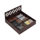 Moon Solid Sheesham Wood Bed With Box Storage (King Size, Walnut Finish)